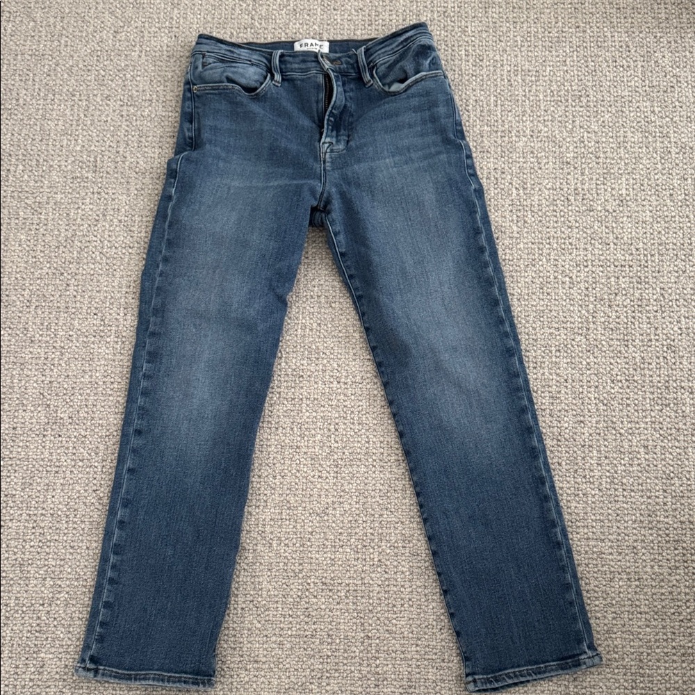 Frame Denim Medium Blue Straight Leg Jeans